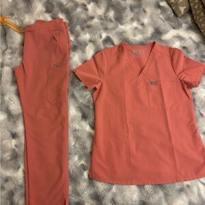 FIGS Women's Two-Piece Scrub Set in Coral